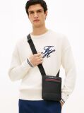 Black Metal Logo Crossbody Bag  Men