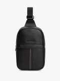 Black Signature Tape Embroidery Sling Bag  Men