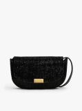 Black Beaded Leather Crossbody Bag  Women
