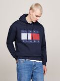 Blue Tommy Flag Badge Mélange Relaxed Hoody  Men