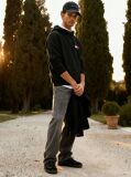 Black Logo Drawstring Hoody  Men