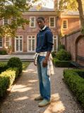 Blue Regular Logo Hoody  Men