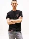 Black Regular Small Motif T-Shirt Extended  Men