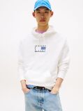 White Tonal Logo Drawstring Hoody  Men