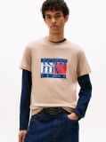 Beige Flag Graphic Slim T-Shirt  Men