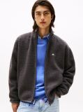 Black Tommy Badge Teddy Zip-Thru Relaxed Sweatshirt  Men