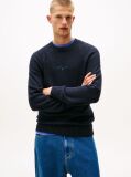 Blue Linear Logo Raglan Sleeve Slim Jumper  Men