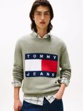 Green Intarsia Flag Badge Mélange Jumper  Men