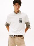 Beige Back Photo Print Jersey T-Shirt  Men