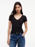 Black Essential V-Neck Slim Fit T-Shirt  Women