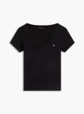 Black Essential V-Neck Slim Fit T-Shirt  Women