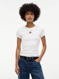 Beige Tommy Badge Ribbed Slim T-Shirt  Women