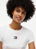 Beige Tommy Badge Ribbed Slim T-Shirt  Women
