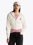 Beige Cable Knit Zip-Thru Sweatshirt  Women