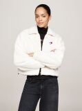 White Faux Fur Zip-Thru Cropped Jacket  Women