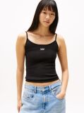 Black Ribbed Slim Spaghetti Strap Top  Women