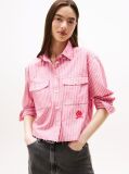 Multi Crest Embroidery Relaxed Fit Cropped Shirt  Women