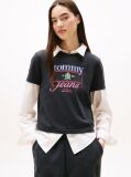 Black Regular Crest Flag Tee  Women