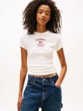 White Logo Ribbed Slim T-Shirt  Women