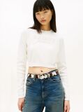White Stitch Logo Chenille Slim Cropped Jumper  Women