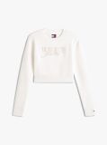 White Stitch Logo Chenille Slim Cropped Jumper  Women