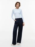 Blue Ribbed Ruffle Slim Long Sleeve T-Shirt  Women