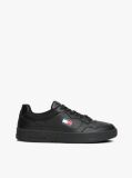 Black Leather Colour-Blocked Cupsole Trainers  Men