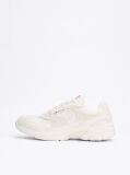 Beige Colour-Blocked Mixed Texture Trainers  Men