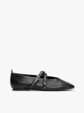 Black Leather Crossover Strap Mary Janes  Women