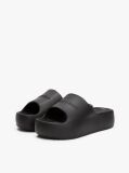 Black Logo Platform Pool Slides  Women