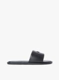 Black Leather Padded Strap Slides  Women