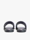 Black Leather Padded Strap Slides  Women