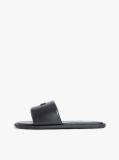 Black Leather Padded Strap Slides  Women