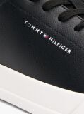 Black Pebble Grain Court Trainers  Men