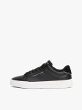Black Pebble Grain Court Trainers  Men
