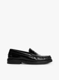 Black Leather Embossed Logo Loafers  Men