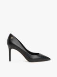 Black Leather Pointed Toe Stiletto Heels  Women