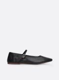 Black Snake Embossed Leather Mary Jane Ballerinas  Women