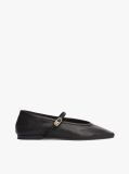 Black Leather Mary Jane Ballerinas  Women