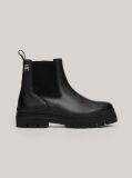 Black TH Monogram Leather Cleat Chelsea Boots  Women