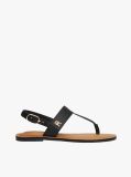 Black Leather Toe Post Sandals  Women