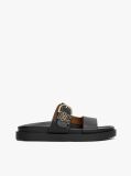 Black Leather TH Monogram Cleat Sandals  Women