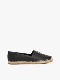 Black Leather Espadrilles  Women