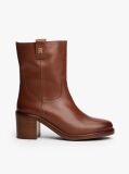 Brown Leather Block Heel Riding Boots  Women