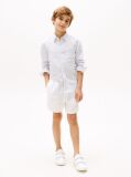White Linen Blend Drawstring Shorts  Boys