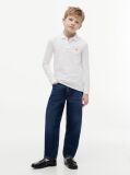 White Regular Fit Pique Long Sleeve Polo Shirt  Boys