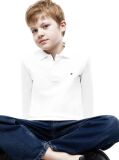 White Regular Fit Pique Long Sleeve Polo Shirt  Boys