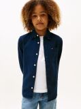 Blue Textured Solid Shirt Long Sleeve  Boys