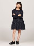 Black Metallic Star Mesh Flare Dress  Girls