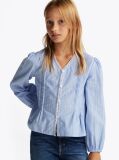 Blue Stripe Pleated Blouse  Girls